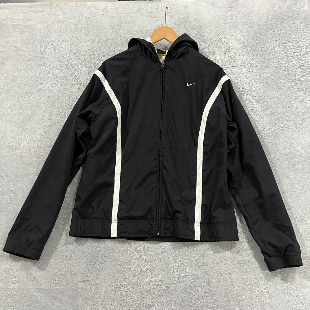 Vintage Nike Jacket Womens XL 16-18 Windbreaker Full Zip Hood Retro 90s